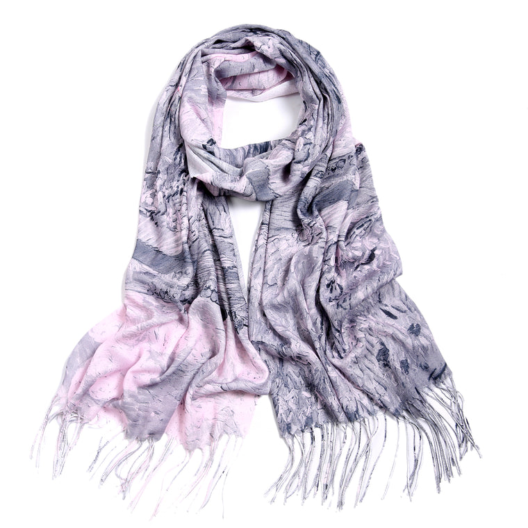 Paint Print Scarf - Grey