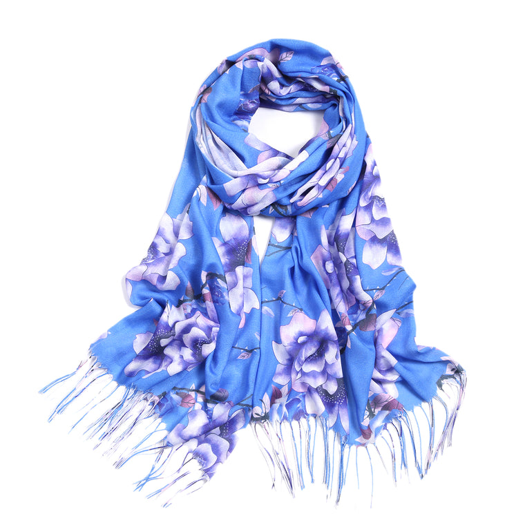 Flower Print Scarf - Blue