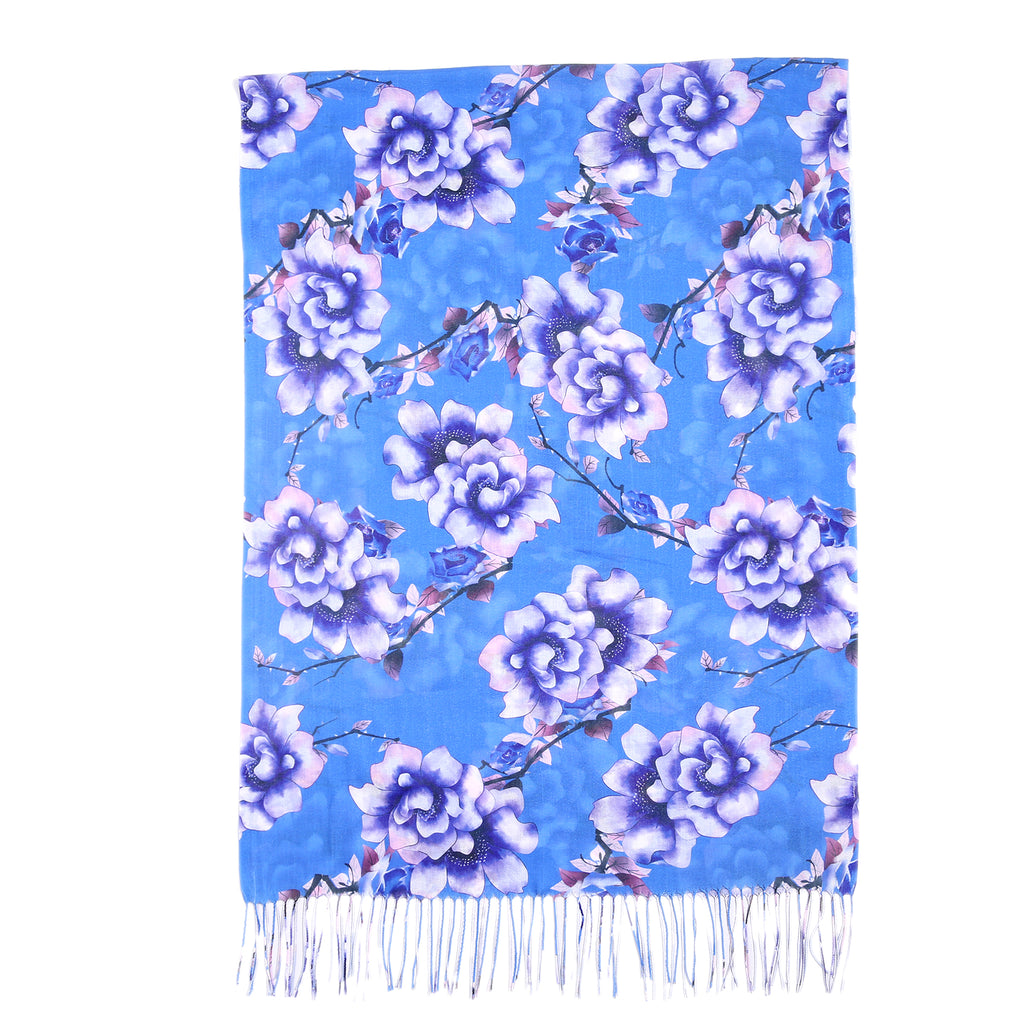 Flower Print Scarf - Blue