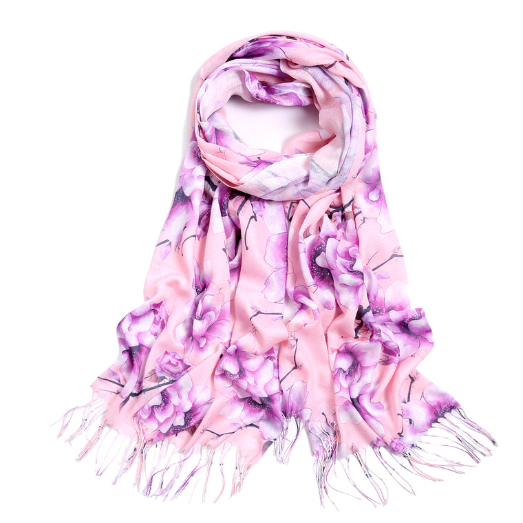 Flower Print Scarf - Pink