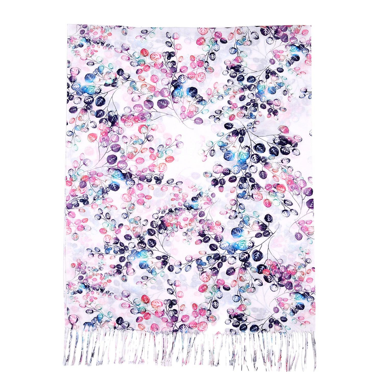 Leaf Print Scarf - White