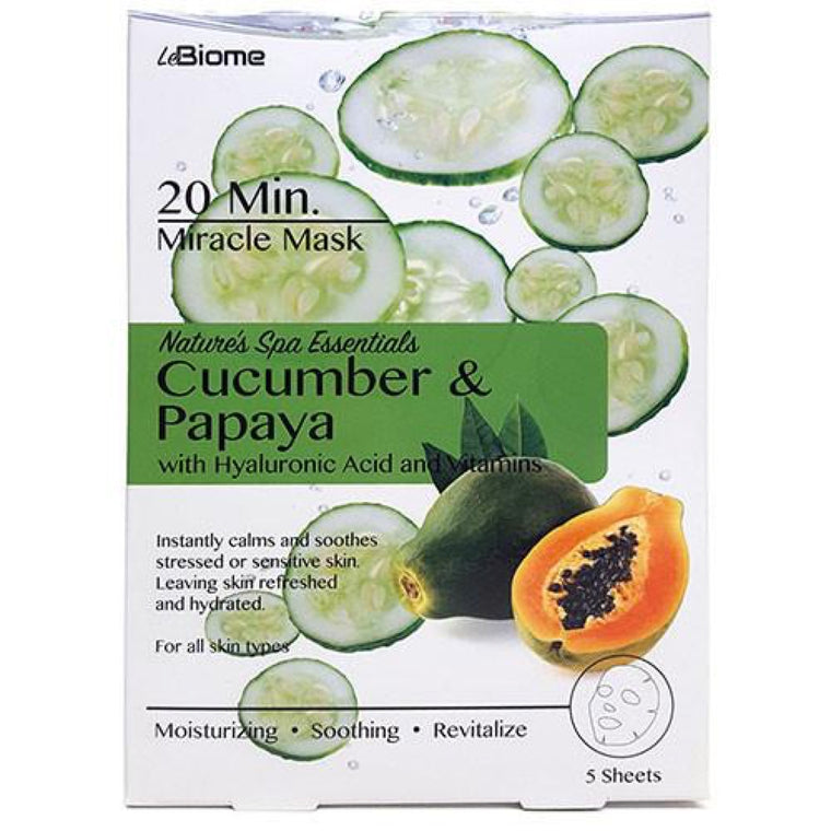 LeBiome Cucumber & Papaya Face Mask 5pk